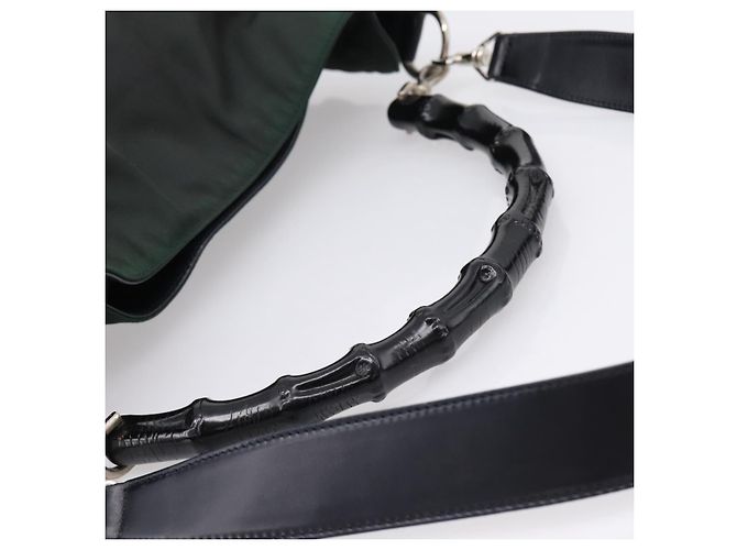 Borsa a mano GUCCI Bamboo Nylon 2way Outlet Green Silver 001 1577 Auth ep16071 Argento Verde - vista 7