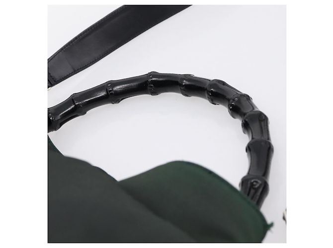 Borsa a mano GUCCI Bamboo Nylon 2way Outlet Green Silver 001 1577 Auth ep16071 Argento Verde - vista 8