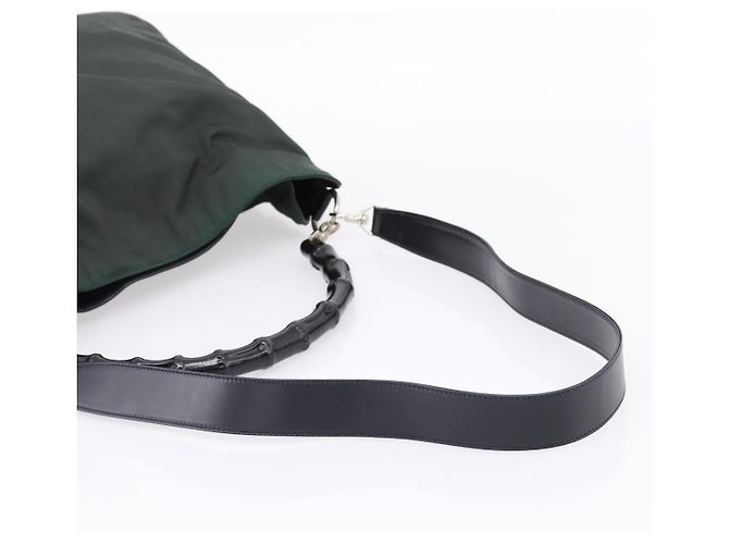 Borsa a mano GUCCI Bamboo Nylon 2way Outlet Green Silver 001 1577 Auth ep16071 Argento Verde - vista 9