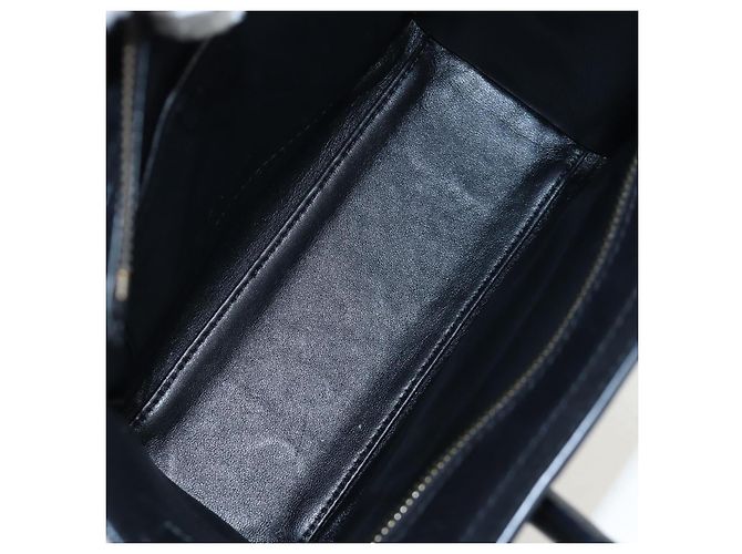 Céline CELINE Luggage Micro Shopper Hand Bag Leather 2way Black Gold Auth 205995V Nero D'oro - vista 10
