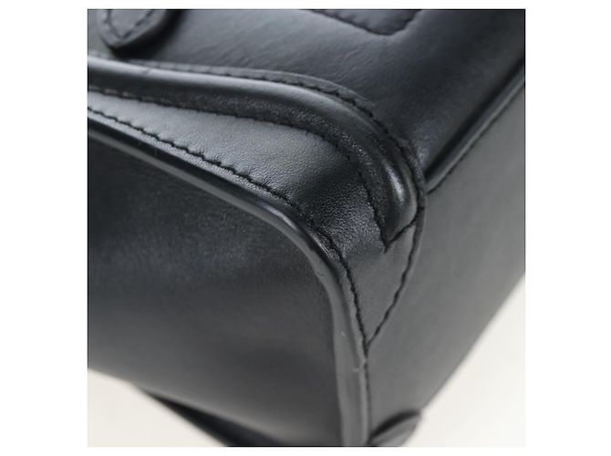 Céline CELINE Luggage Micro Shopper Hand Bag Leather 2way Black Gold Auth 205995V Nero D'oro - vista 16