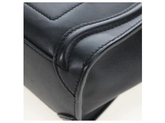 Céline CELINE Luggage Micro Shopper Hand Bag Leather 2way Black Gold Auth 205995V Nero D'oro - vista 17