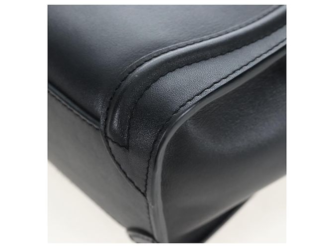 Céline CELINE Luggage Micro Shopper Hand Bag Leather 2way Black Gold Auth 205995V Nero D'oro - vista 19