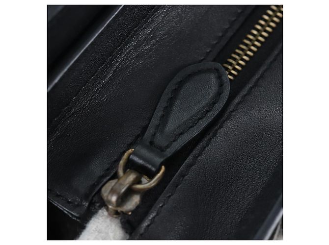Céline CELINE Luggage Micro Shopper Hand Bag Leather 2way Black Gold Auth 205995V Nero D'oro - vista 22