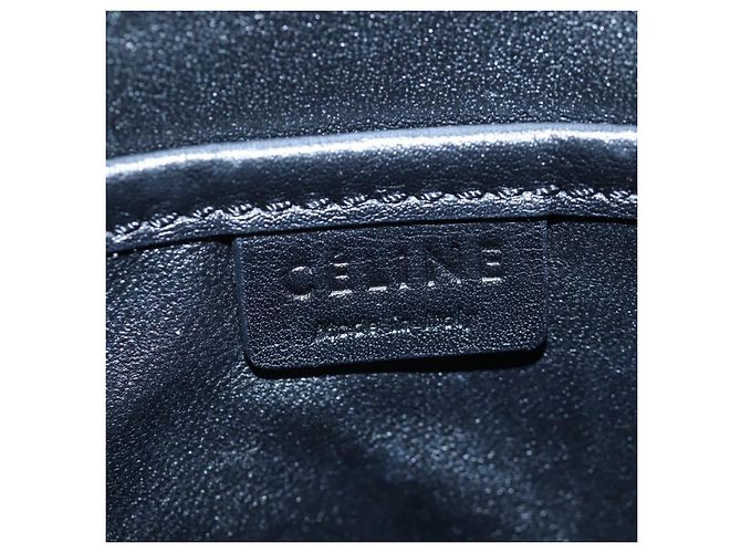 Céline CELINE Luggage Micro Shopper Hand Bag Leather 2way Black Gold Auth 205995V Nero D'oro - vista 23