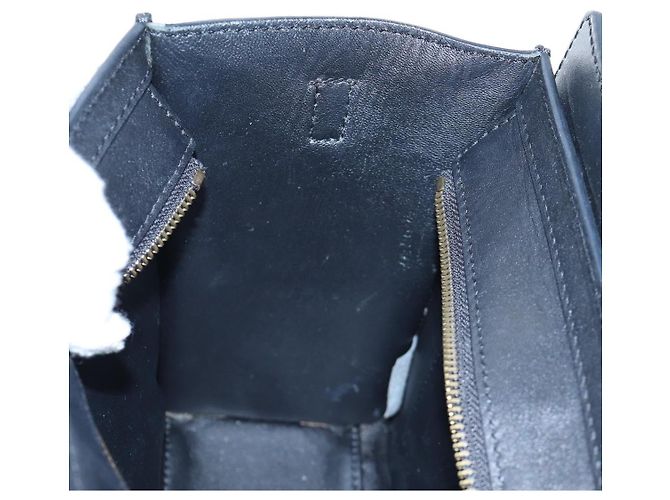 Céline CELINE Luggage Micro Shopper Hand Bag Leather 2way Black Gold Auth 205995V Nero D'oro - vista 25
