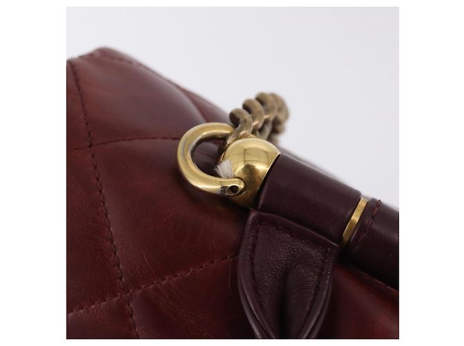 Borsa a tracolla CHANEL Matelasse con catena in pelle Bordeaux Gold CC Auth 206387A D'oro Bordò - vista 11