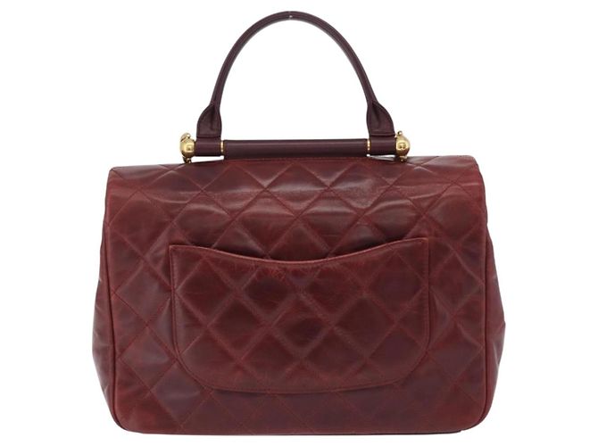 Borsa a tracolla CHANEL Matelasse con catena in pelle Bordeaux Gold CC Auth 206387A D'oro Bordò - vista 2