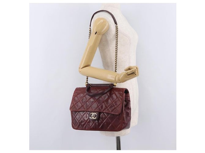 Borsa a tracolla CHANEL Matelasse con catena in pelle Bordeaux Gold CC Auth 206387A D'oro Bordò - vista 30