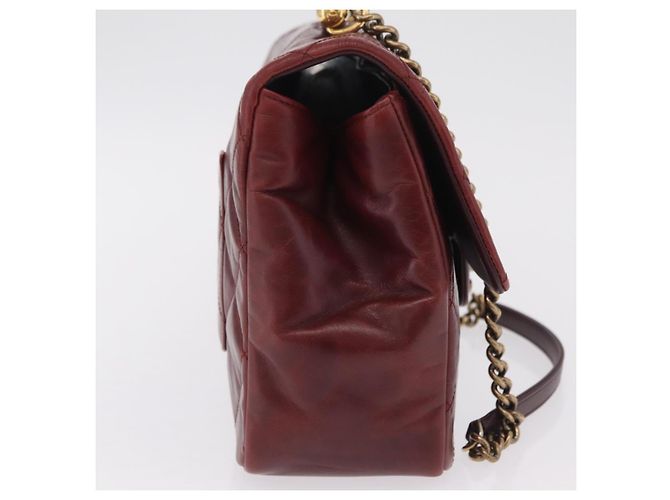 Borsa a tracolla CHANEL Matelasse con catena in pelle Bordeaux Gold CC Auth 206387A D'oro Bordò - vista 5