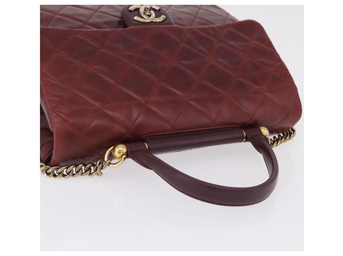 Borsa a tracolla CHANEL Matelasse con catena in pelle Bordeaux Gold CC Auth 206387A D'oro Bordò - vista 7