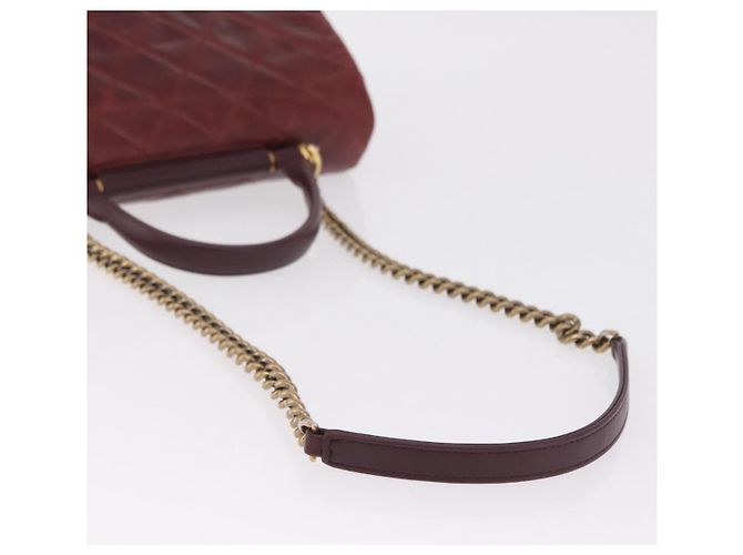 Borsa a tracolla CHANEL Matelasse con catena in pelle Bordeaux Gold CC Auth 206387A D'oro Bordò - vista 9
