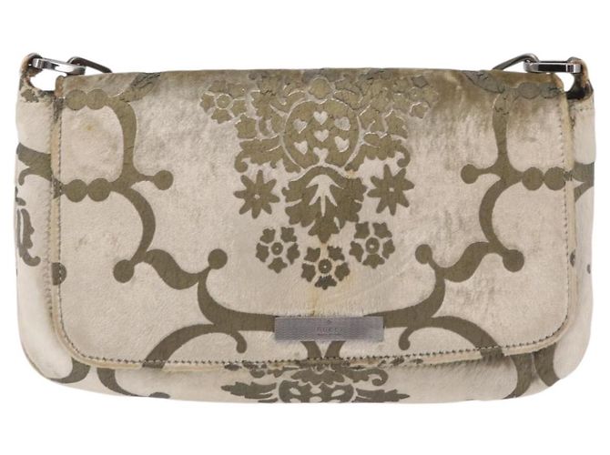 Borsa a Tracolla GUCCI Velluto Beige Argento 001 3829 Auth 206290A - vista 13