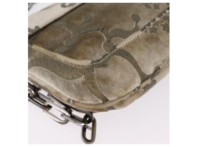 Borsa a Tracolla GUCCI Velluto Beige Argento 001 3829 Auth 206290A - vista 19