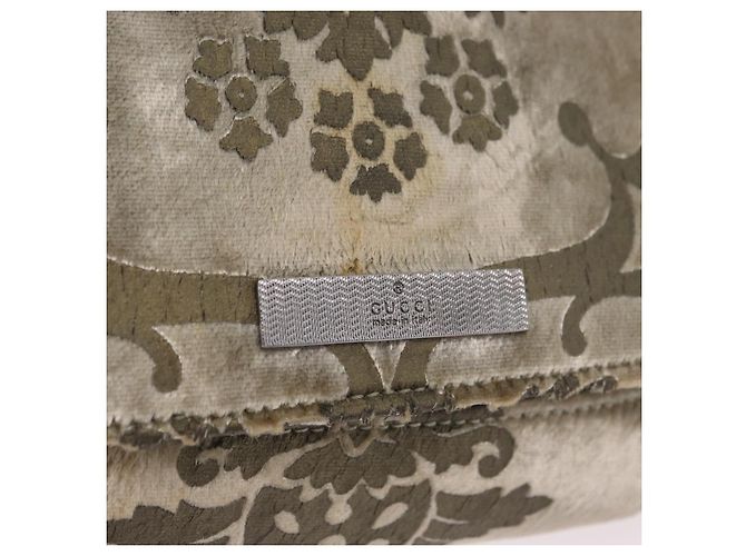 Borsa a Tracolla GUCCI Velluto Beige Argento 001 3829 Auth 206290A - vista 21