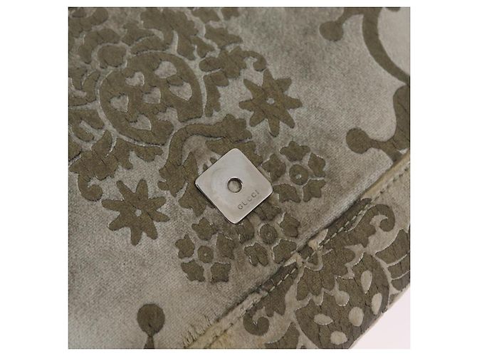 Borsa a Tracolla GUCCI Velluto Beige Argento 001 3829 Auth 206290A - vista 25