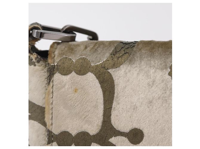 Borsa a Tracolla GUCCI Velluto Beige Argento 001 3829 Auth 206290A - vista 3