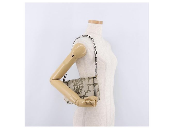 Borsa a Tracolla GUCCI Velluto Beige Argento 001 3829 Auth 206290A - vista 31