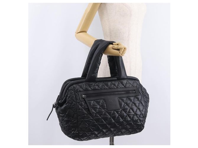 CHANEL Cococoon Boston Bag Nylon Schwarz Silber CC Auth ki6893M - Ansicht 23