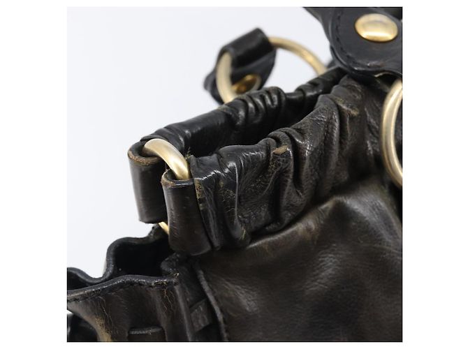Miu Miu Handtasche Vitellolux Black Gold Auth 206001A Schwarz Golden - Ansicht 10