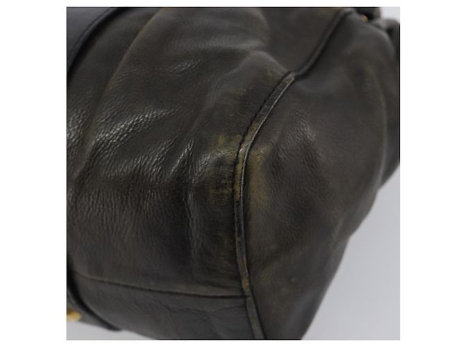 Miu Miu Handtasche Vitellolux Black Gold Auth 206001A Schwarz Golden - Ansicht 15