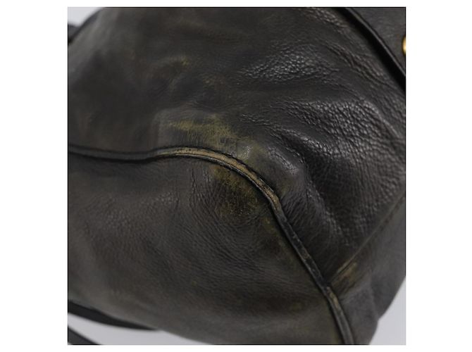 Miu Miu Handtasche Vitellolux Black Gold Auth 206001A Schwarz Golden - Ansicht 16