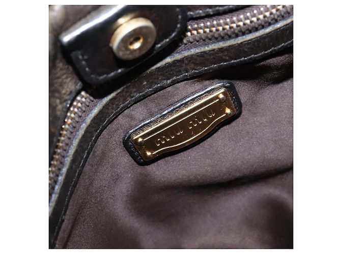 Miu Miu Handtasche Vitellolux Black Gold Auth 206001A Schwarz Golden - Ansicht 19