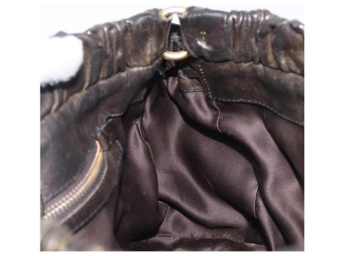 Miu Miu Handtasche Vitellolux Black Gold Auth 206001A Schwarz Golden - Ansicht 20