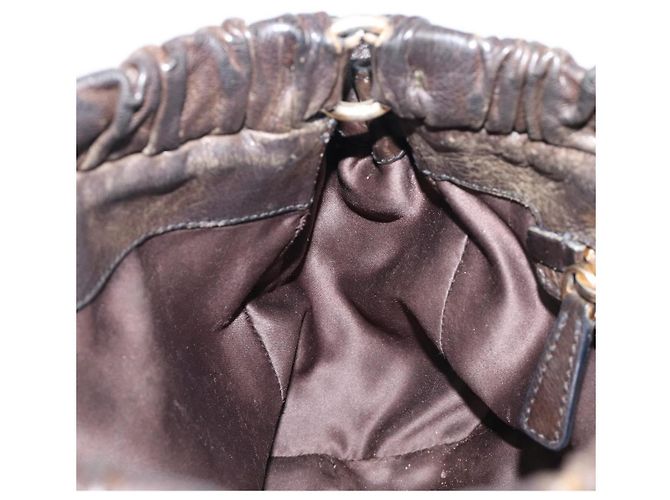 Miu Miu Handtasche Vitellolux Black Gold Auth 206001A Schwarz Golden - Ansicht 21