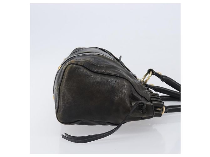 Miu Miu Handtasche Vitellolux Black Gold Auth 206001A Schwarz Golden - Ansicht 3