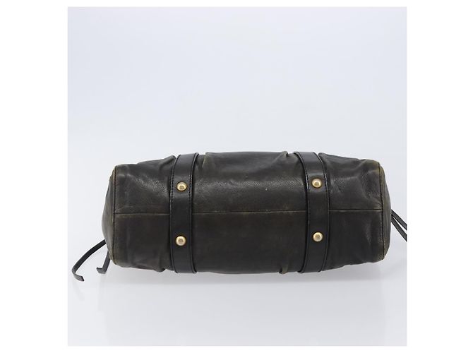 Miu Miu Handtasche Vitellolux Black Gold Auth 206001A Schwarz Golden - Ansicht 5