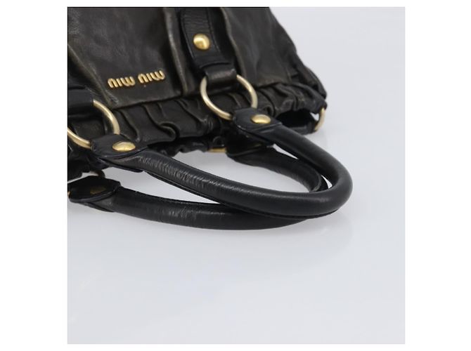 Miu Miu Handtasche Vitellolux Black Gold Auth 206001A Schwarz Golden - Ansicht 7