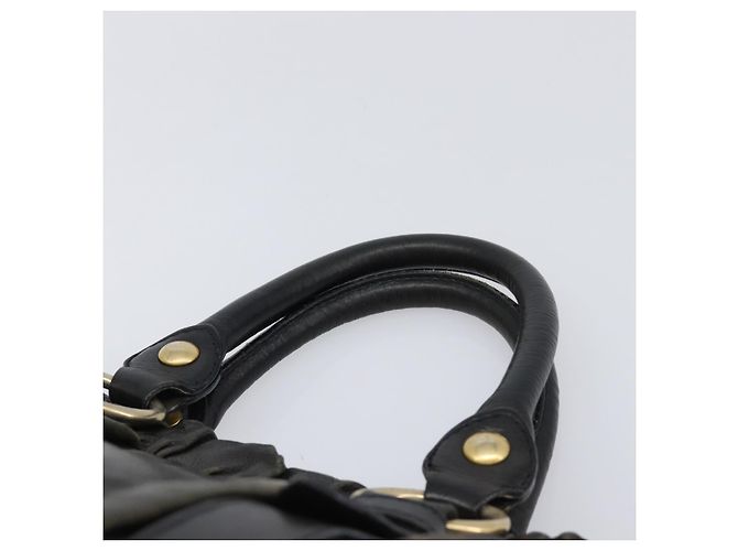 Miu Miu Handtasche Vitellolux Black Gold Auth 206001A Schwarz Golden - Ansicht 8
