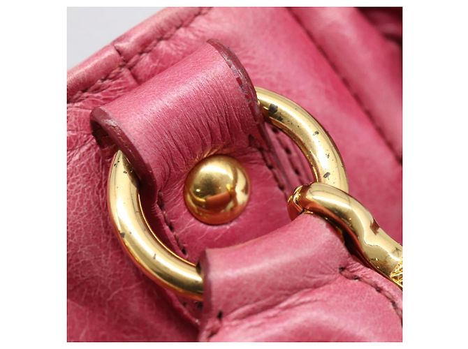 Miu Miu Handtasche Leder 2way Rosa Goldfarben Auth bs37260V Pink - Ansicht 10