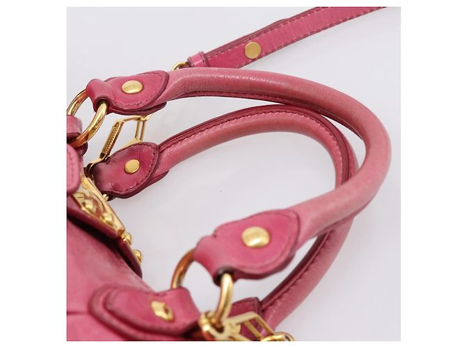 Miu Miu Handtasche Leder 2way Rosa Goldfarben Auth bs37260V Pink - Ansicht 14