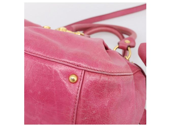 Miu Miu Handtasche Leder 2way Rosa Goldfarben Auth bs37260V Pink - Ansicht 16