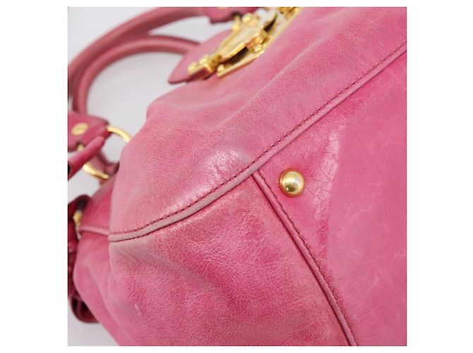 Miu Miu Handtasche Leder 2way Rosa Goldfarben Auth bs37260V Pink - Ansicht 17