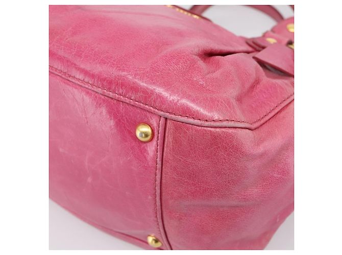 Miu Miu Handtasche Leder 2way Rosa Goldfarben Auth bs37260V Pink - Ansicht 18