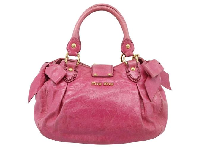 Miu Miu Handtasche Leder 2way Rosa Goldfarben Auth bs37260V Pink - Ansicht 2