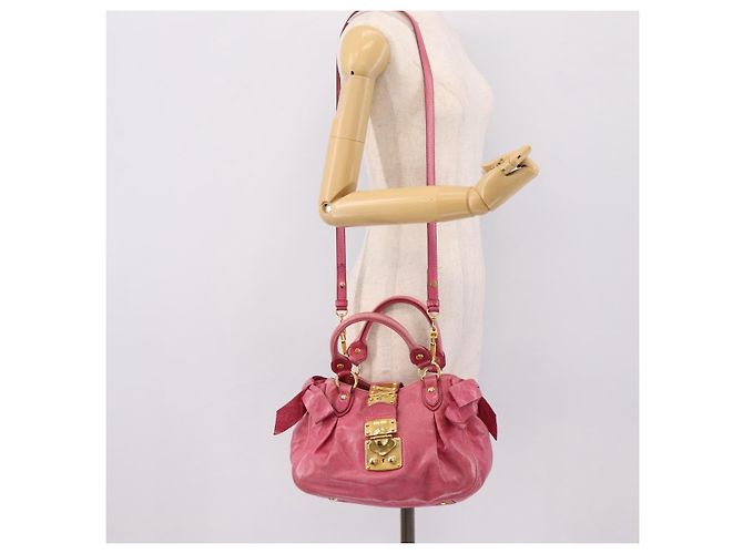 Miu Miu Handtasche Leder 2way Rosa Goldfarben Auth bs37260V Pink - Ansicht 27