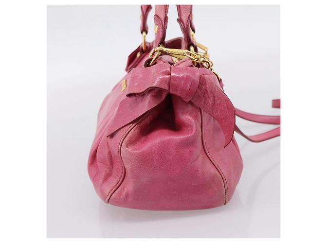 Miu Miu Handtasche Leder 2way Rosa Goldfarben Auth bs37260V Pink - Ansicht 3
