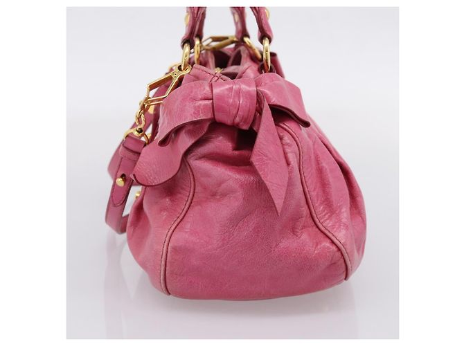 Miu Miu Handtasche Leder 2way Rosa Goldfarben Auth bs37260V Pink - Ansicht 4