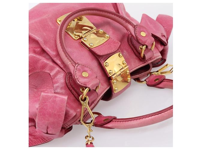 Miu Miu Handtasche Leder 2way Rosa Goldfarben Auth bs37260V Pink - Ansicht 6