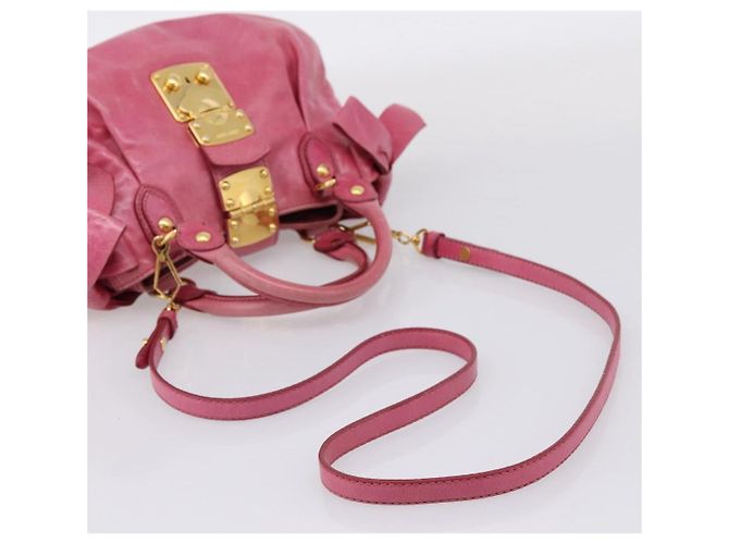 Miu Miu Handtasche Leder 2way Rosa Goldfarben Auth bs37260V Pink - Ansicht 8