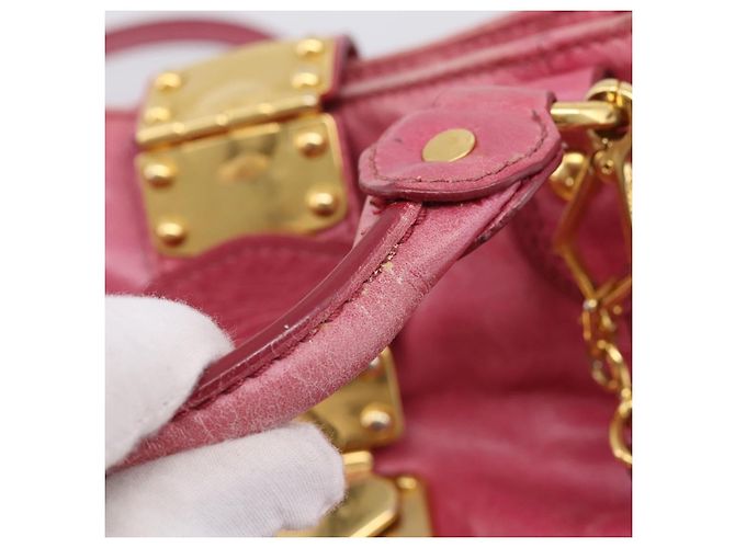 Miu Miu Handtasche Leder 2way Rosa Goldfarben Auth bs37260V Pink - Ansicht 9