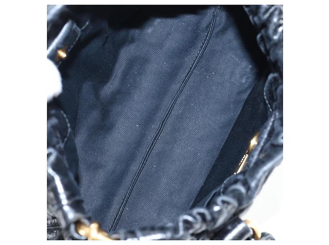 Miu Miu Handtasche Vitellolux 2way Black Gold Auth 202488M Schwarz Golden - Ansicht 10