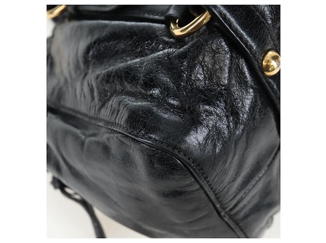 Miu Miu Handtasche Vitellolux 2way Black Gold Auth 202488M Schwarz Golden - Ansicht 16