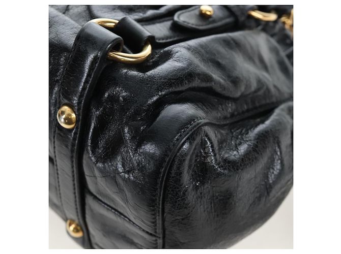 Miu Miu Handtasche Vitellolux 2way Black Gold Auth 202488M Schwarz Golden - Ansicht 17