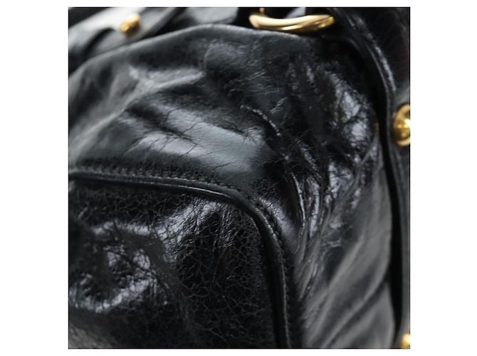 Miu Miu Handtasche Vitellolux 2way Black Gold Auth 202488M Schwarz Golden - Ansicht 18