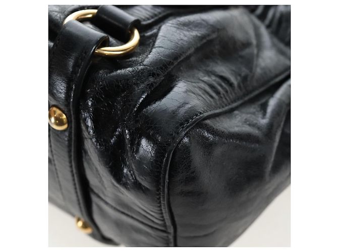Miu Miu Handtasche Vitellolux 2way Black Gold Auth 202488M Schwarz Golden - Ansicht 19